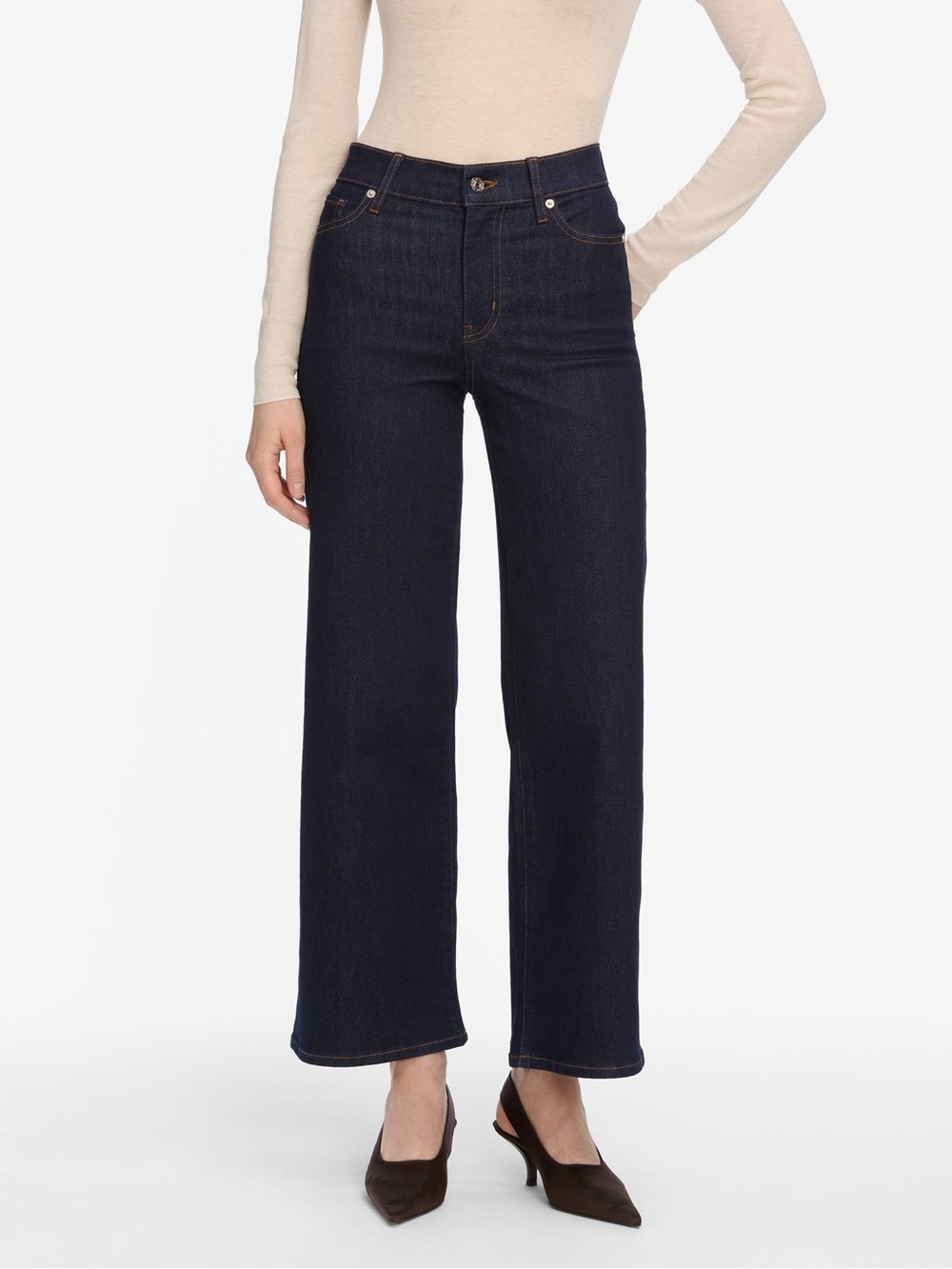 Frame Le Slim Palazzo Crop Jeans Womens 31 Rinse NWT High Rise Wide Leg LSPC814 - Picture 2 of 14
